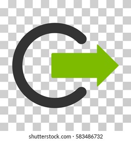 Logout vector pictogram. Illustration style is flat iconic bicolor eco green and gray symbol on a transparent background.