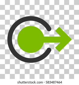 Logout vector pictogram. Illustration style is flat iconic bicolor eco green and gray symbol on a transparent background.