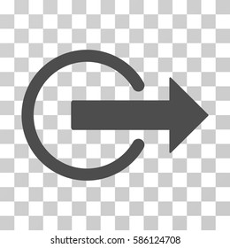 Logout vector pictograph. Illustration style is flat iconic gray symbol on a transparent background.