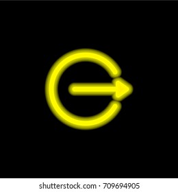 Logout yellow glowing neon ui ux icon. Glowing sign logo vector