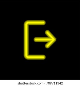 Logout yellow glowing neon ui ux icon. Glowing sign logo vector