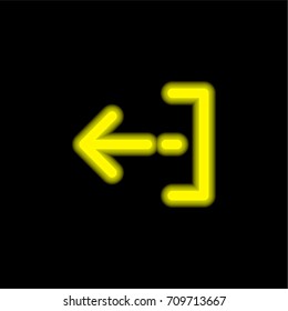 Logout yellow glowing neon ui ux icon. Glowing sign logo vector