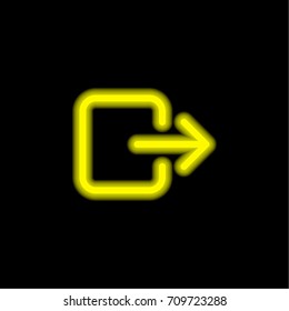 Logout yellow glowing neon ui ux icon. Glowing sign logo vector