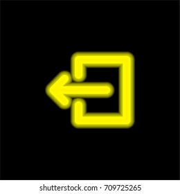 Logout yellow glowing neon ui ux icon. Glowing sign logo vector
