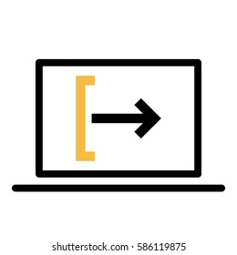 LogOut_SignOut icon - Flat design, glyph style icon - Colored enclosed in a computer