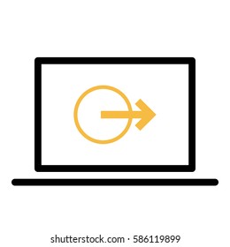 LogOut_SignOut icon - Flat design, glyph style icon - Colored enclosed in a computer