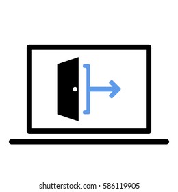 LogOut_SignOut icon - Flat design, glyph style icon - Colored enclosed in a computer