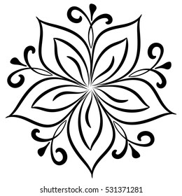 logo.Vector floral pattern, mandala. Decor for your design, lace ornament, round pattern with lots of details. floral black pattern, isolated on white background. Circle lace ornament. flower, mandala