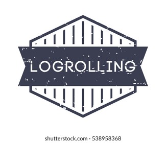 logrolling badge, vector logo, sport label, grunge stamp, vintage style
