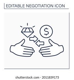 Logrolling line icon. Trading acts across issues in conversation. Business. Handshake. Negotiation concept. Isolated vector illustration. Editable stroke