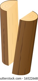 Logs cut in two. Isolated vector illustration.