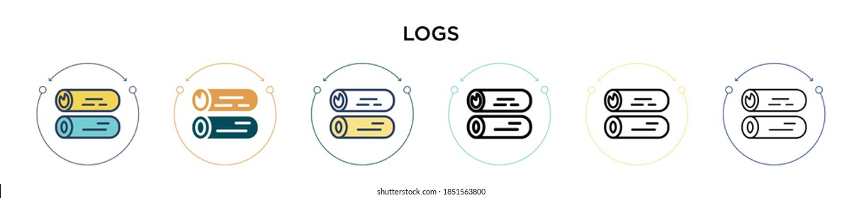 Logs icon in filled, thin line, outline and stroke style. Vector illustration of two colored and black logs vector icons designs can be used for mobile, ui, web