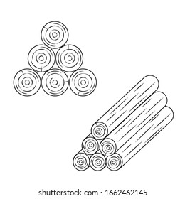 Logs icon in flat and isometric view. Cutting down the fox. Logs for a fire. Vector.