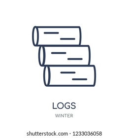 Logs icon. Logs linear symbol design from winter collection. Simple outline element vector illustration on white background