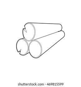 Logs icon in outline style isolated on white background. Felling symbol