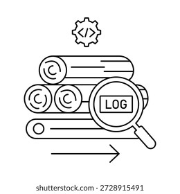 Icono de gestión de registros que representa el procesamiento y análisis centralizados de registros.