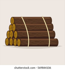 Logs tree icon isolated on background. Timber vector cartoon illustration.