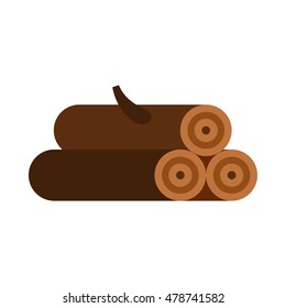 Logs of trees icon in flat style isolated on white background. Felling symbol vector illustration