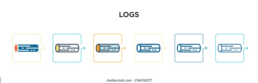 Logs vector icon in 6 different modern styles. Black, two colored logs icons designed in filled, outline, line and stroke style. Vector illustration can be used for web, mobile, ui