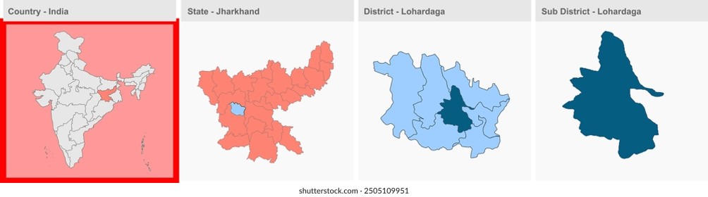 Lohardaga map, Lohardaga District, Jharkhand state, Republic of India, Government of Jharkhand, Indian territory, Eastern India, politics, village, tourism