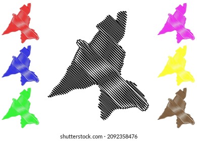 Lohit district (Arunachal Pradesh State, Republic of India) map vector illustration, scribble sketch Lohit map