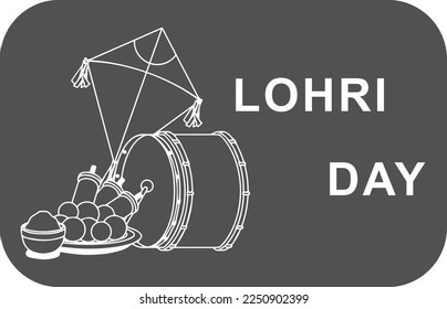 Lohri Day, Lohri festival day symbol black vector