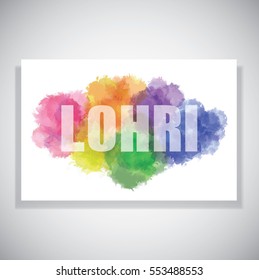 Lohri festival Banner with watercolor background. Isolated on white