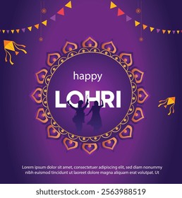 Lohri Festival Celebration - Punjabi Harvest and Bonfire Vector Design