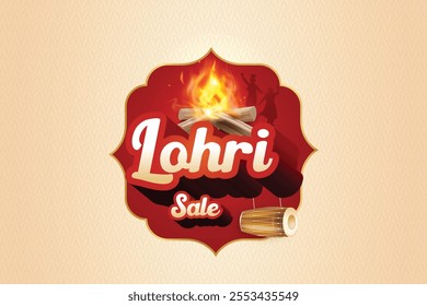 Lohri Festival Grand Sale Logo. Indian Ethnic Celebration Theme Concept Vector Illustration For E-commerce, Web, Greetings Card