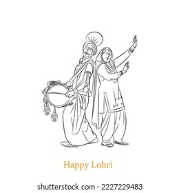 lohri happy punjab festival line drawing