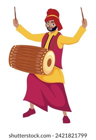 lohri indian drummer illustration design