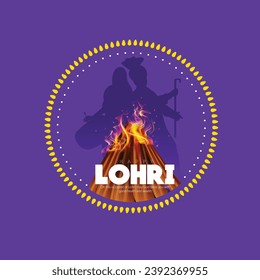Lohri Punjabi festival of lohri celebration bonfire, with decorated drum and background.