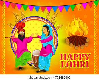 Vector Design Indian Couple Playing Garba Stock Vector (Royalty Free ...