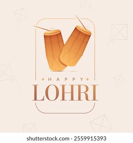 Lohri, the religious Indian Punjabi festival. Lohri design elements with Happy Lohri typography