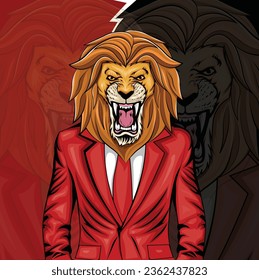 A loin character illustration representing an unhealthy atitude of boss.