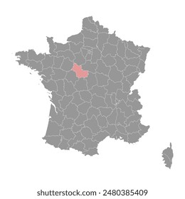 Loir et Cher department map, administrative division of France. Vector illustration.