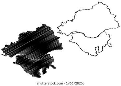 Loire-Atlantique Department (France, French Republic, Pays de la Loire region) map vector illustration, scribble sketch Loire Atlantique map