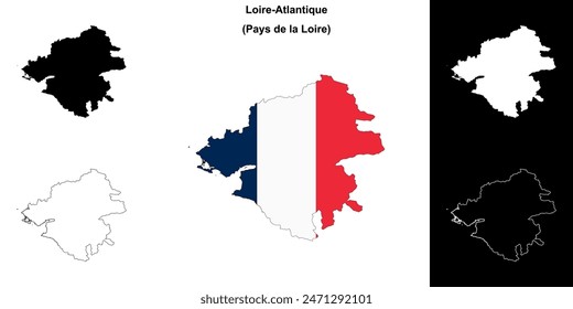 Loire-Atlantique department outline map set