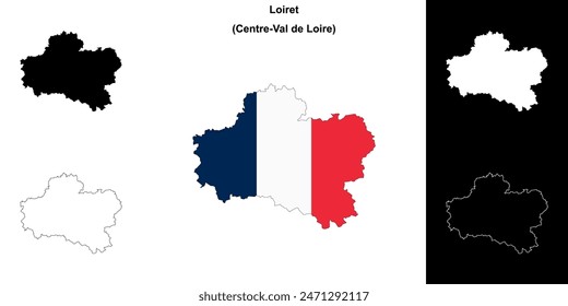 Loiret department outline map set