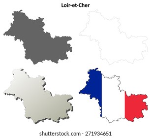 Loir-et-Cher (Centre) outline map set