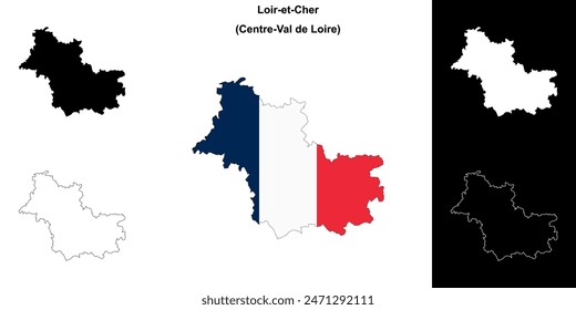 Loir-et-Cher department outline map set