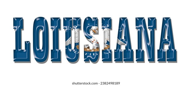 LOIUSIANA USA flag text font, 3D LOIUSIANA flag colorful background, LOIUSIANA flag vector illustration