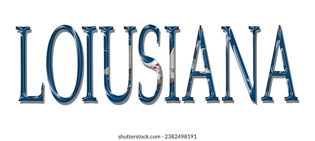 LOIUSIANA USA flag text font, 3D LOIUSIANA flag colorful background, LOIUSIANA flag vector illustration