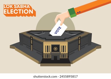 Lok Sabha Election of India. A creative concept poster design for an election campaign. Celebrating the democracy of India. 