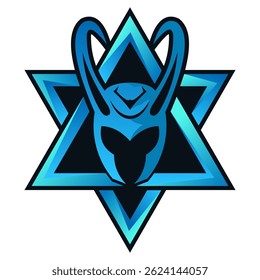 Loki Helmet Star Symbol Vector Logo Design