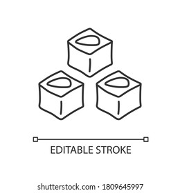 Lokum linear icon. Turkish delight. National cuisine of Turkey. Oriental sweets. Thin line customizable illustration. Contour symbol. Vector isolated outline drawing. Editable stroke