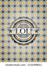 LOL! arabic badge background. Arabesque decoration.
