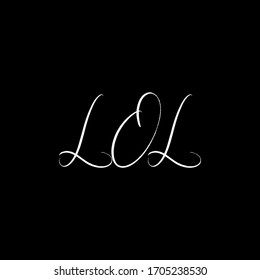 LOL brush hand drawn paint on black background. Design lettering templates for greeting cards, overlays, posters