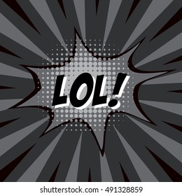 LOL!, colorful speech bubble and explosions in pop art style. Elements of design comic books.Vector illustration