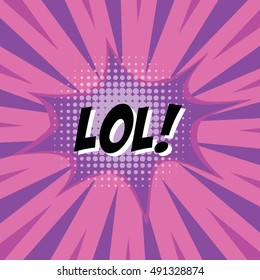 LOL!, colorful speech bubble and explosions in pop art style. Elements of design comic books.Vector illustration